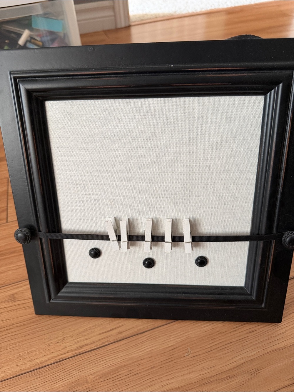 CM  Black Frame magnetic display with Cream Linen Panel. Great for photos